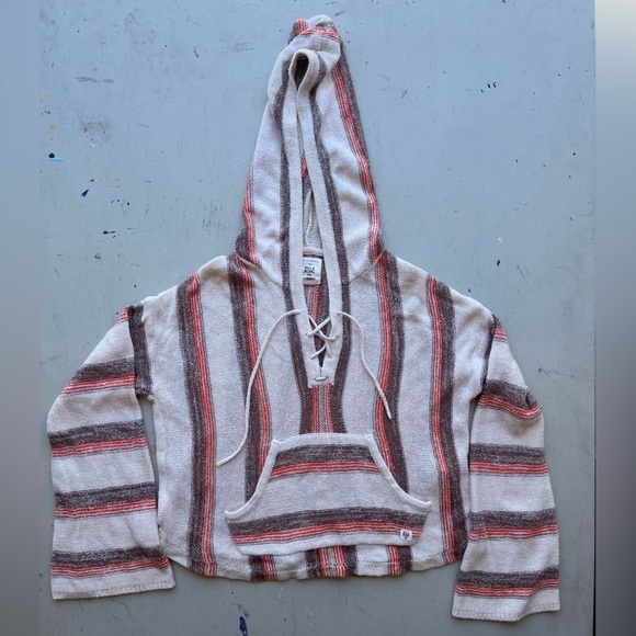 Women's Billabong Hoodie Multicolor Striped M Beach Cotton Hippie BOHO Camp - Picture 1 of 13